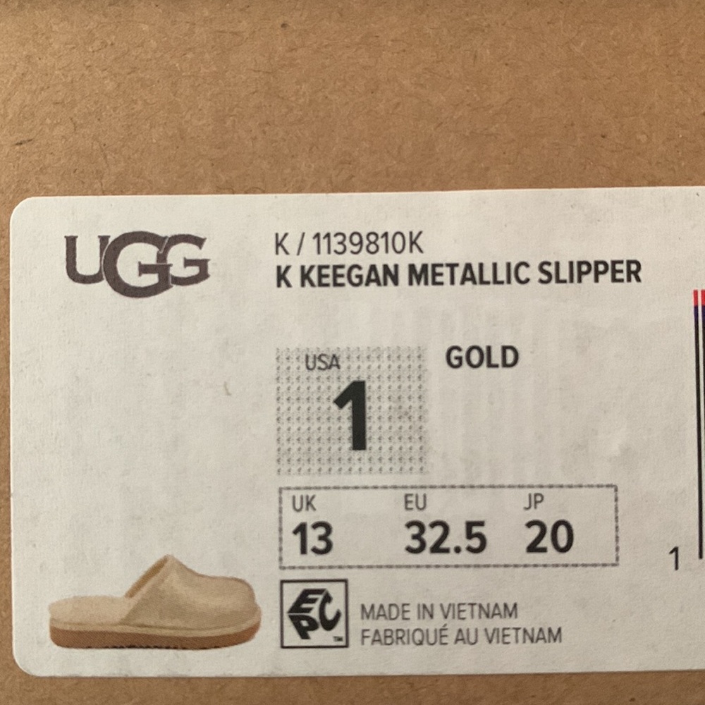 KIDS KEEGAN METALLIC UGG PLUSH FAUX FUR LINED SLIPPERS FOR KIDS